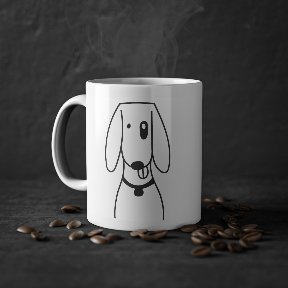 Cute dog Foxhund mug with glossy finish, white ceramic, featuring a charming dog print, ideal for coffee or tea lovers.