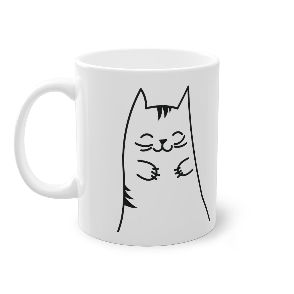 Cute Kitty mug featuring a funny cat print on a glossy white ceramic base, perfect for coffee and tea lovers.