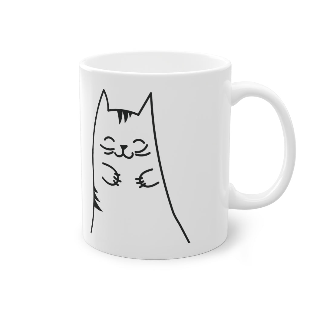 Cute Kitty mug featuring a funny cat print on a glossy white ceramic base, perfect for coffee and tea lovers.