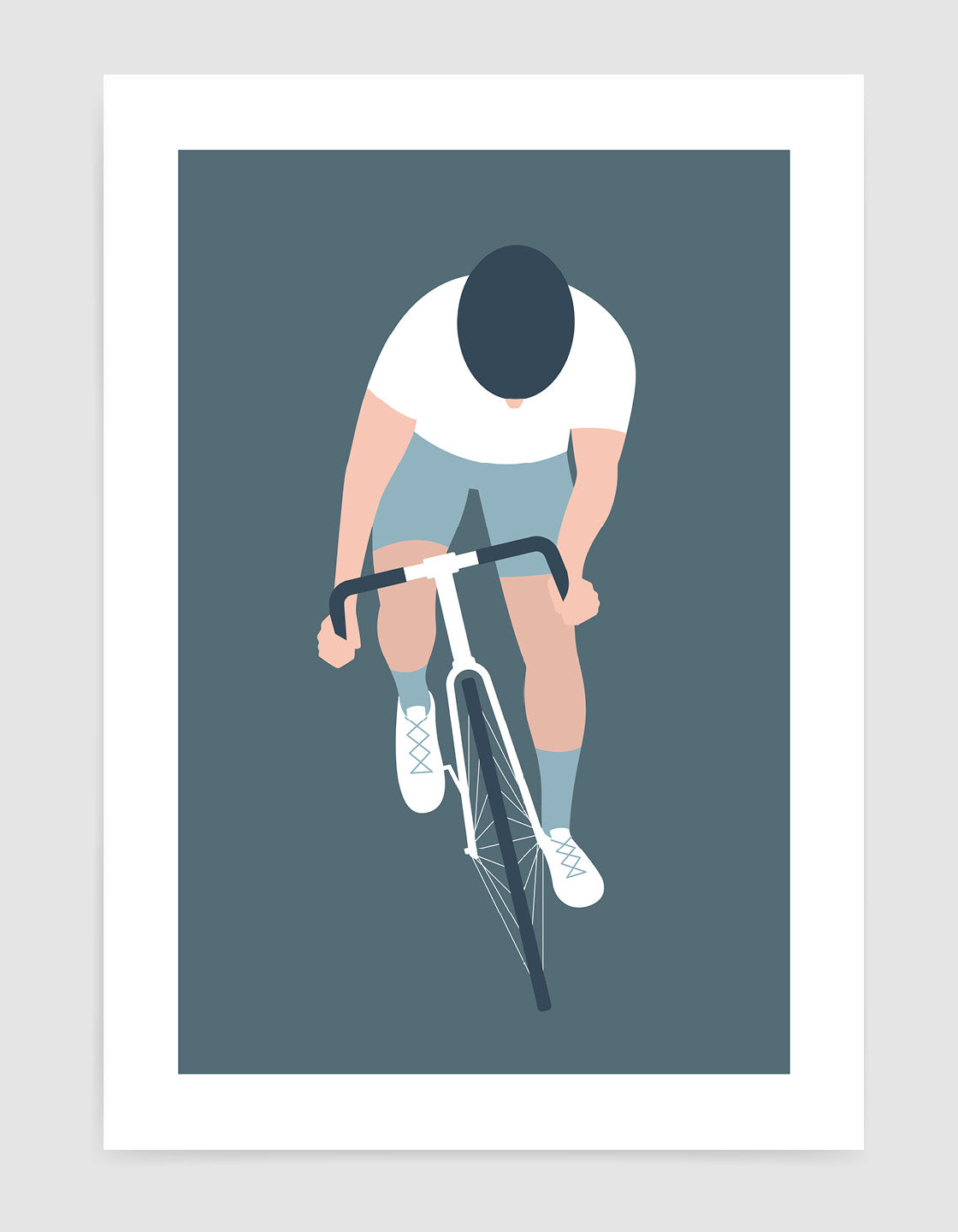 A modern minimal art print featuring a cyclist, perfect for home decor.