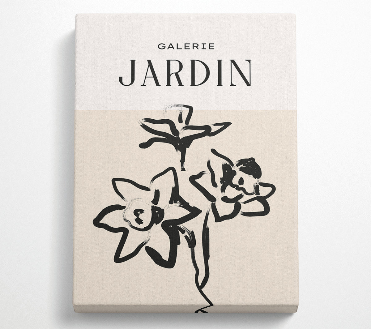 A vibrant canvas print of daffodils mounted on a sturdy box frame, ready to hang.