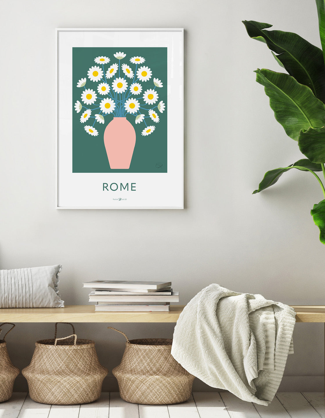 A vibrant illustration of daisies inspired by vintage flower market posters, showcasing intricate details and bright colors.