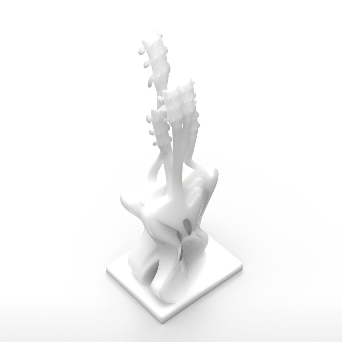 Abstract intertwined guitar sculpture.