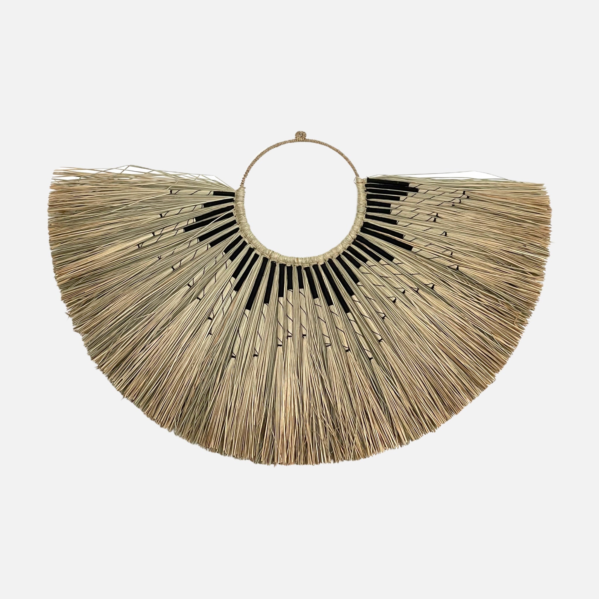 Jingga Allang wall decoration in black, made of grass, showcasing a bohemian design perfect for home decor.