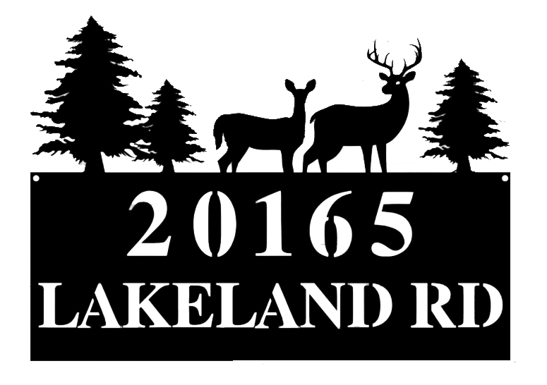 Customizable Deer Address Plaque made of high-quality 16 gauge steel, featuring a beautiful powder-coated finish.