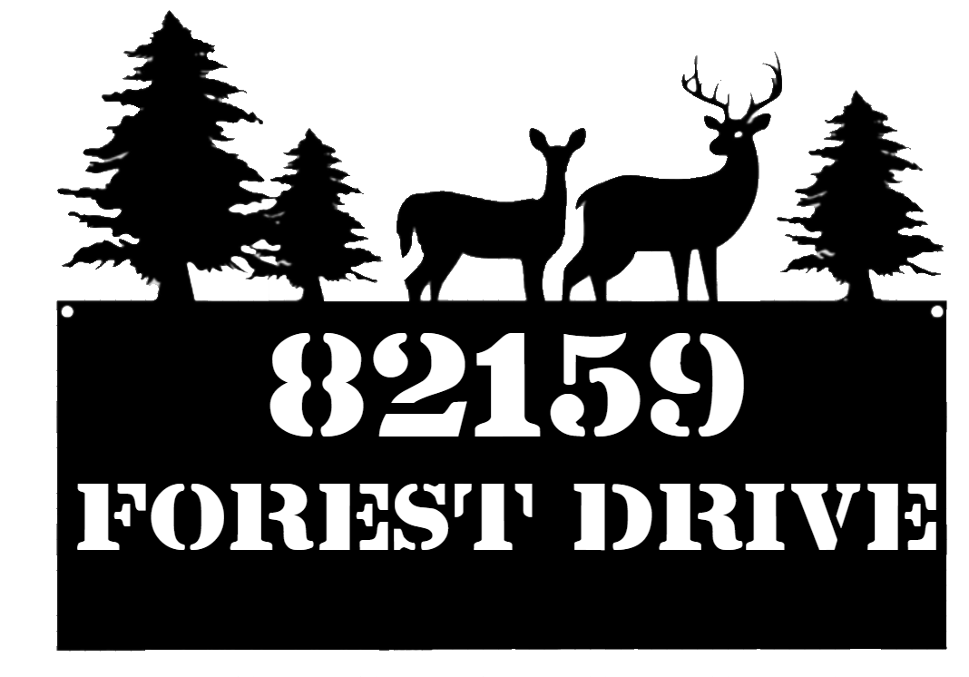 Customizable Deer Address Plaque made of high-quality 16 gauge steel, featuring a beautiful powder-coated finish.