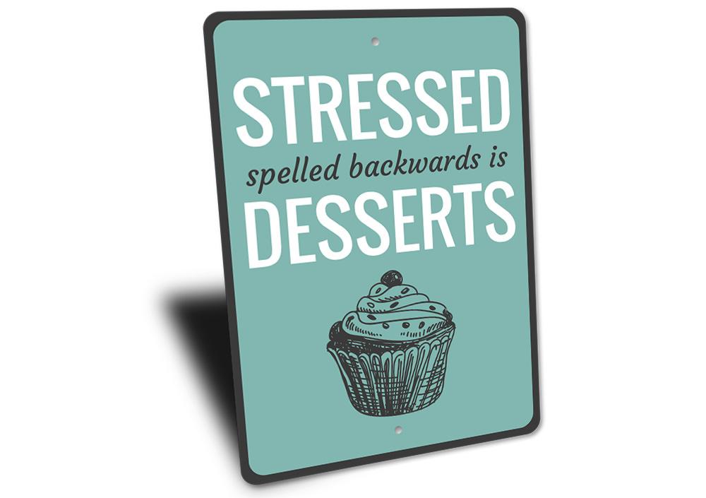 A beautifully crafted Desserts Sign made of high-quality aluminum, featuring customizable text and pre-drilled holes for easy mounting.