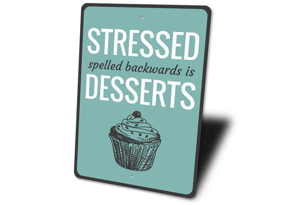 A beautifully crafted Desserts Sign made of high-quality aluminum, featuring customizable text and pre-drilled holes for easy mounting.