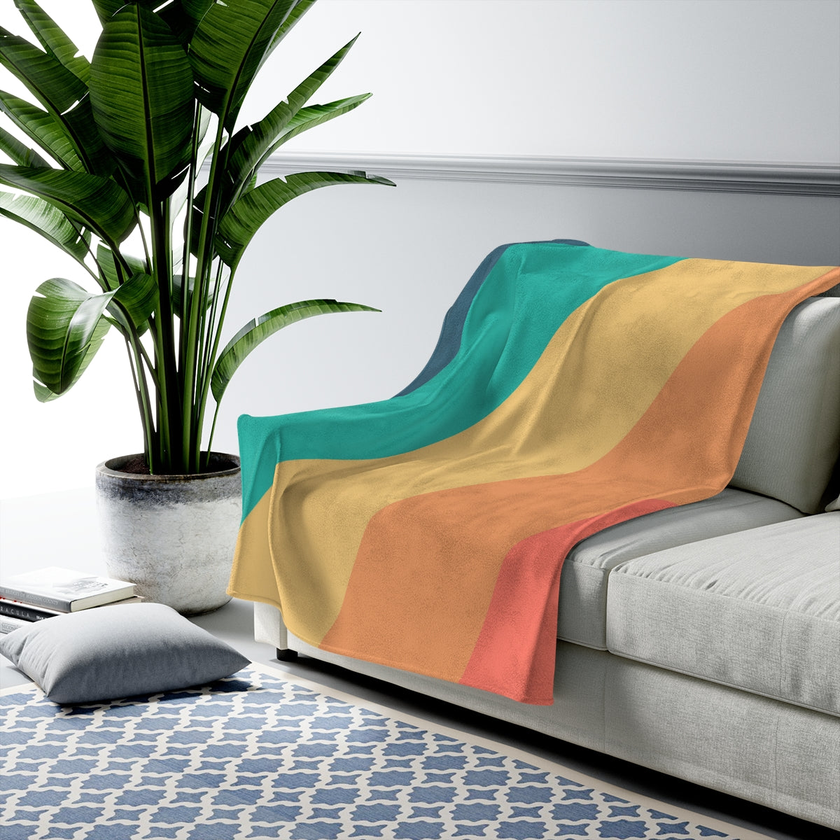 Diagonal Stripes Plush Blanket Throw showcasing soft velveteen fabric with stylish diagonal stripes, perfect for cozying up at home.