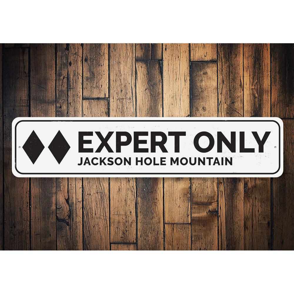"Expert Only" ski trail sign.
