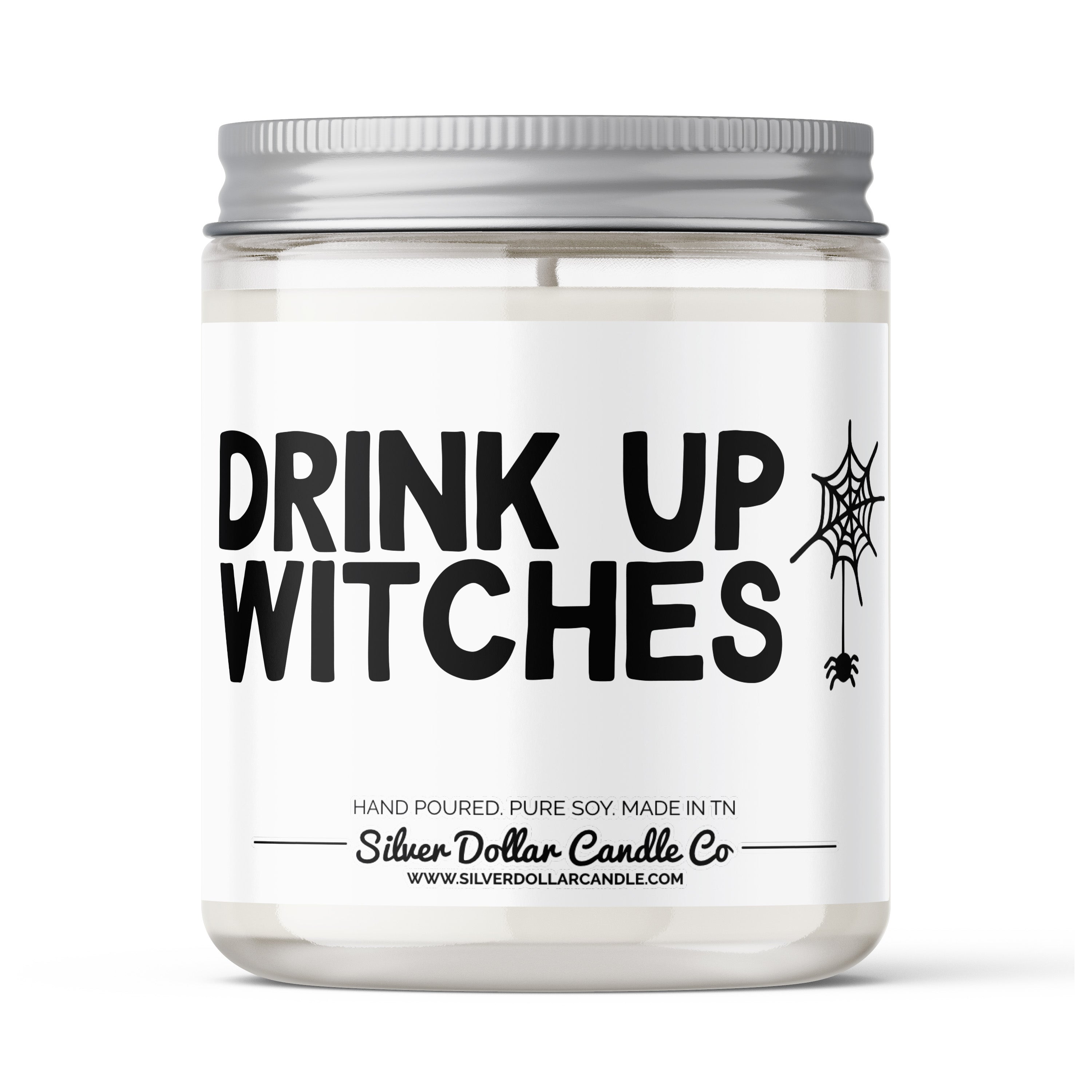 A whimsical 'Drink Up Witches' Fall Candle featuring Halloween-themed design, perfect for decor and gifting.