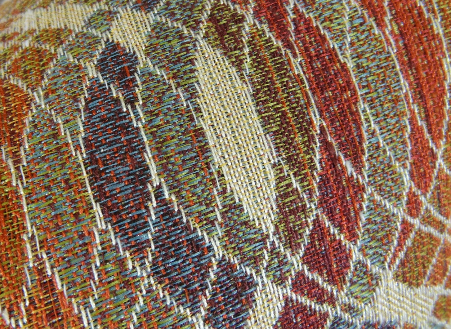 Ellipse Purple Olive and Red Handmade Luxury Pillow showcasing geometric pattern and elegant colors, perfect for modern decor.