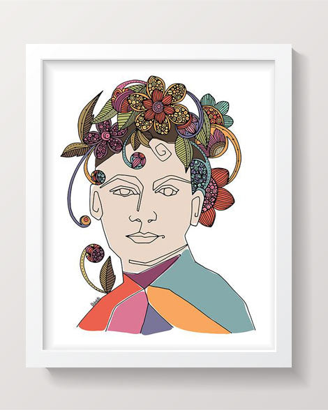 Illustration of Elizabeth Crozier, an American educator and women's suffragist, in vibrant colors on heavy matte card stock.