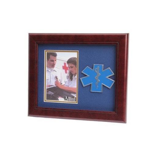 EMS frame 4x6 EMS Medallion Portrait Picture Frame with blue matting and gold trim, showcasing a 4x6 inch photo.