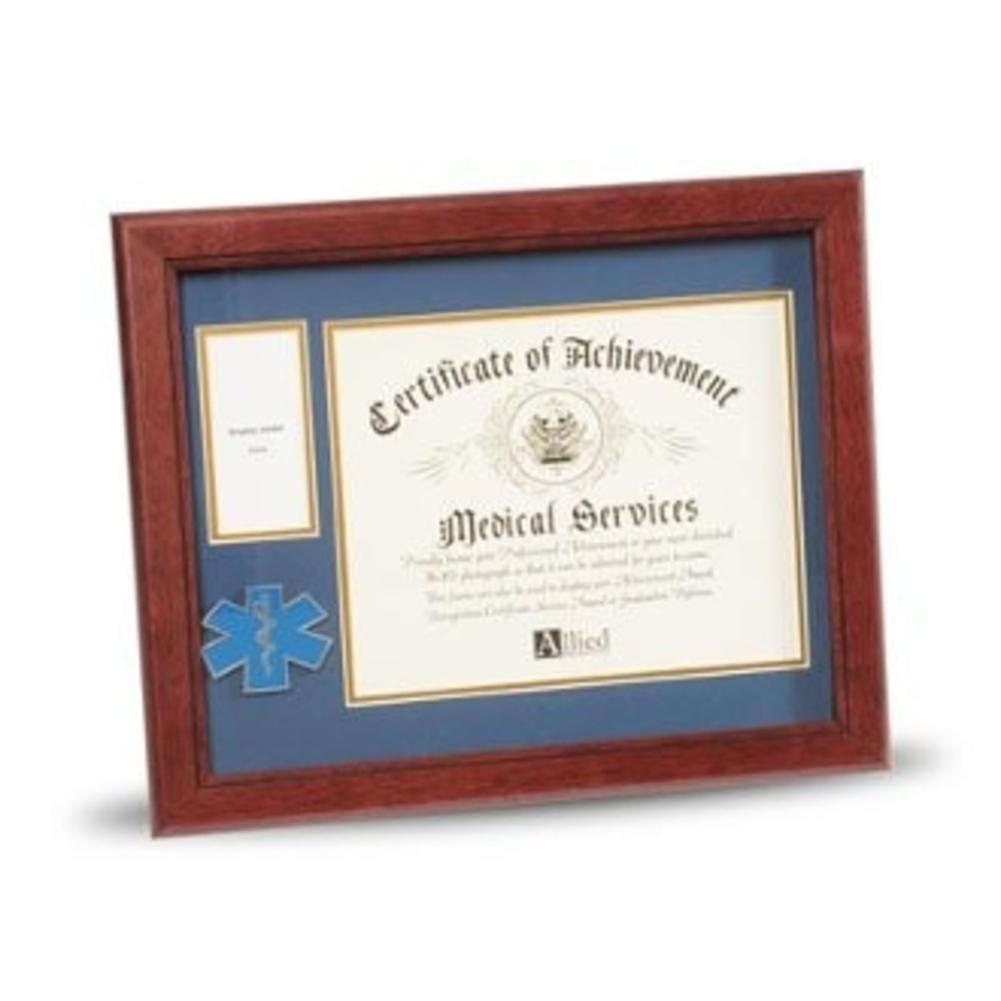Elegant EMS Frame 8x10 with gold trim, displaying a certificate and a small EMS medallion.