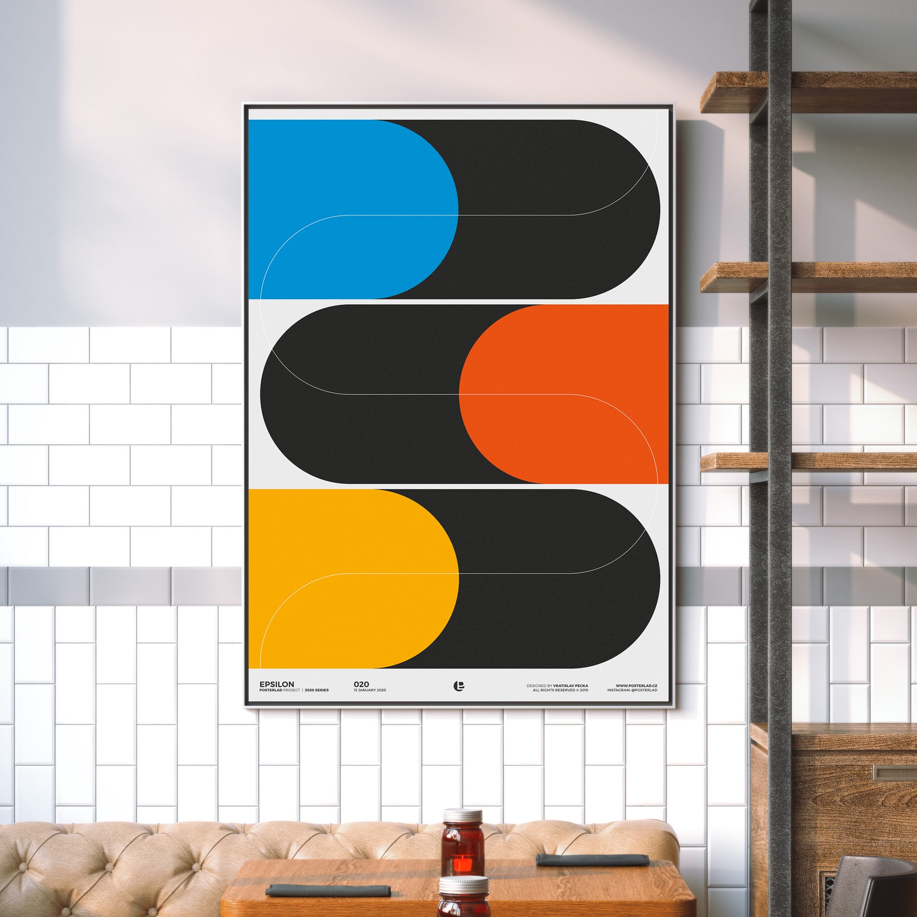 Colorful Epsilon poster featuring vibrant designs on thick matte paper, perfect for home or office decor.