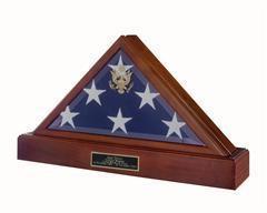 Eternity Flag Case Urn made of cherry wood, featuring a compartment for displaying the American flag alongside the urn.