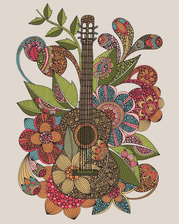 Ever Guitar artwork printed on 8x10 photographic paper, showcasing vibrant colors and intricate details.