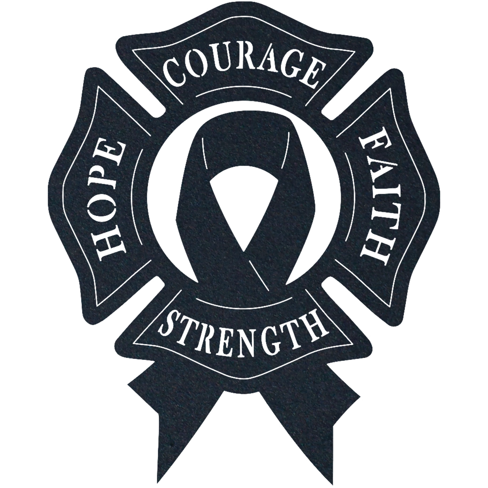 Faith Hope Strength Cancer Awareness Metal Wall Art made from 14 gauge steel, featuring a cross design with a low gloss powder-coated finish.