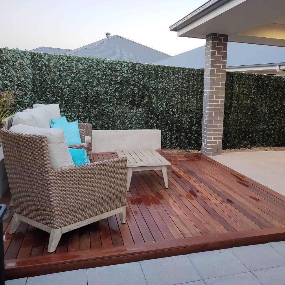 Fake Ivy Roll 3m x 1m showcasing realistic green foliage, perfect for creating an artificial hedge panel for privacy and decoration.