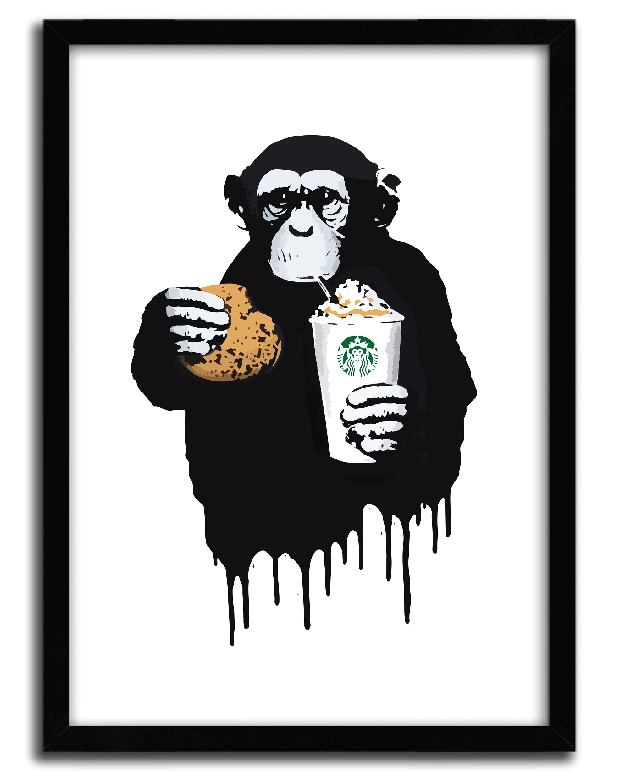 FASTFOODMONKEY SB art print by Thirsty Bstrd on fine arts paper, showcasing vibrant colors and unique design.