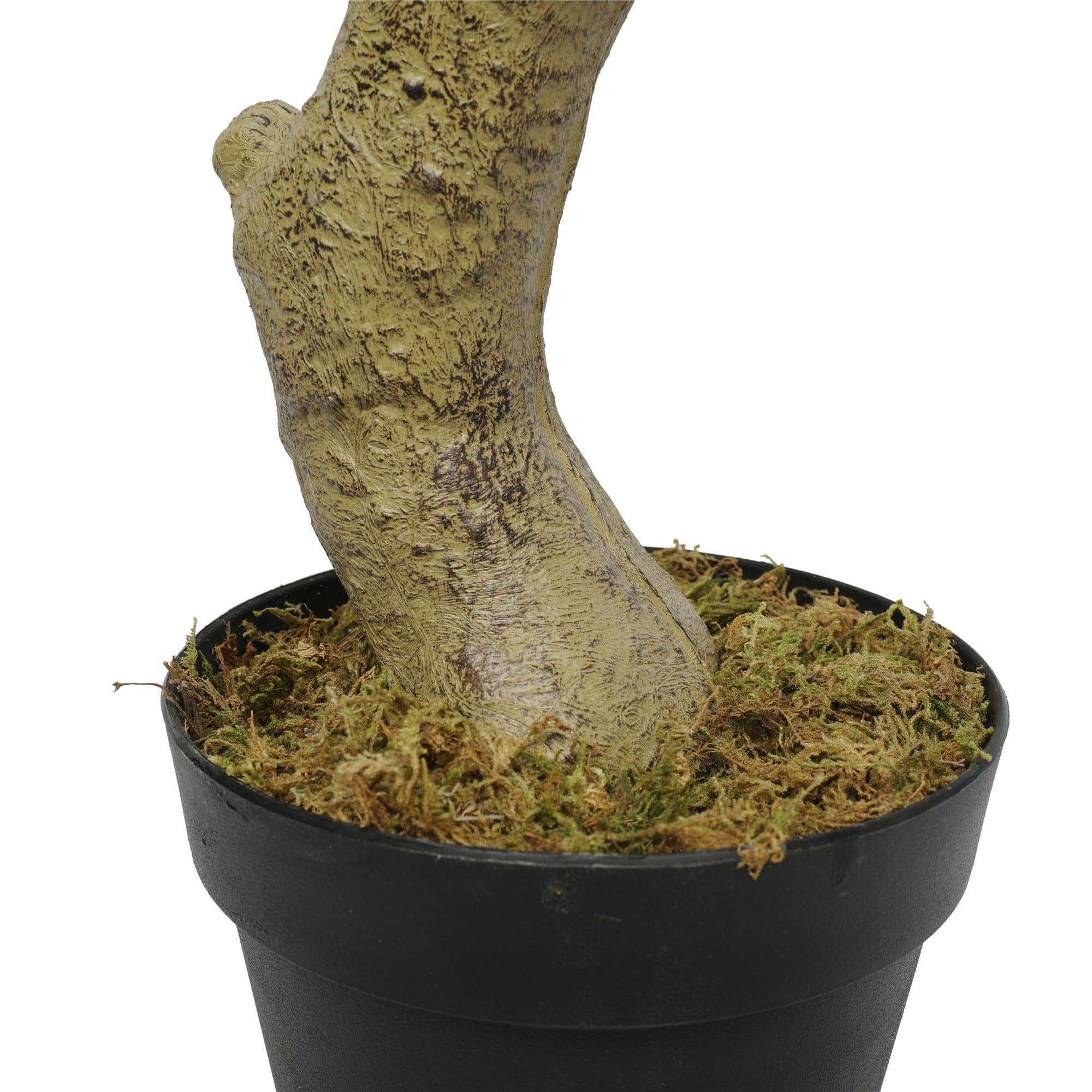 A 130cm tall faux potted magnolia tree with stunning white flowers and realistic leaves, elegantly displayed in a moss-covered pot.