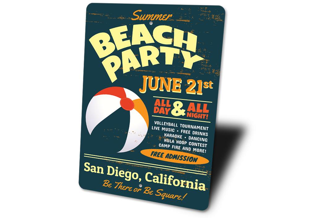 A decorative Favorite Beach Sign made of high-quality aluminum, featuring vibrant colors and customizable text, perfect for home decor.