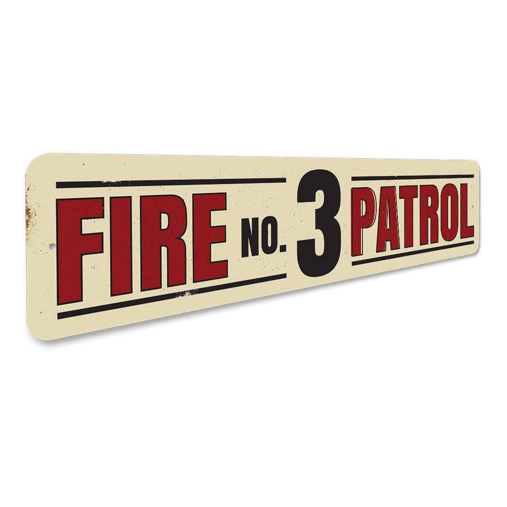 Customizable Fire Patrol Number Sign made of durable aluminum, featuring pre-drilled holes for easy mounting.