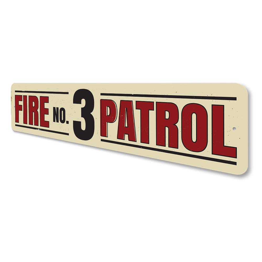 Customizable Fire Patrol Number Sign made of durable aluminum, featuring pre-drilled holes for easy mounting.
