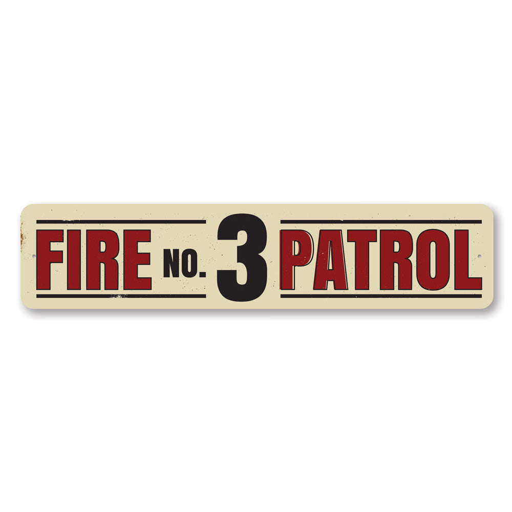 Customizable Fire Patrol Number Sign made of durable aluminum, featuring pre-drilled holes for easy mounting.