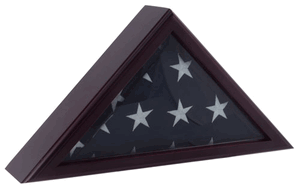 Fireman flag case for 3ft x 5ft flag in Black Cherry finish, showcasing a glass front and solid wood construction.