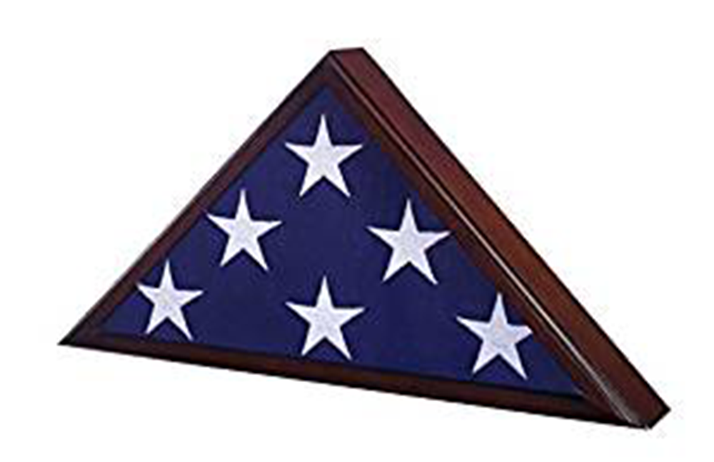 Handcrafted dark cherry flag case for American veteran burial flag, showcasing elegant design and solid wood construction.