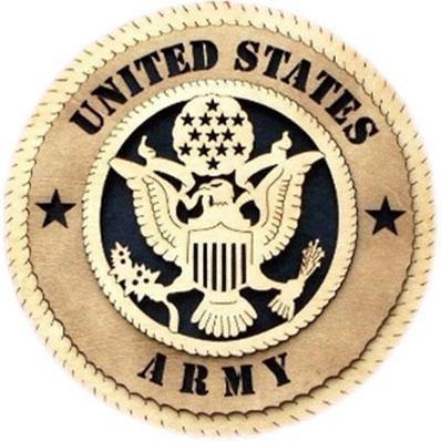 Handcrafted Army wall tribute made from real wood, honoring US Veterans, available in 9-inch and 12-inch sizes.