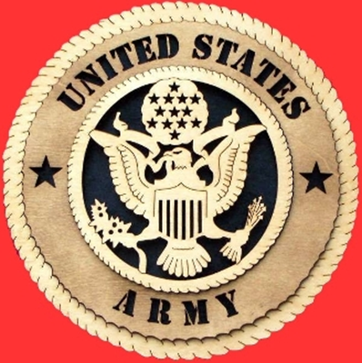 Handmade Flag Connections Army Wall Tribute plaque featuring a 3D design with the United States Army emblem.