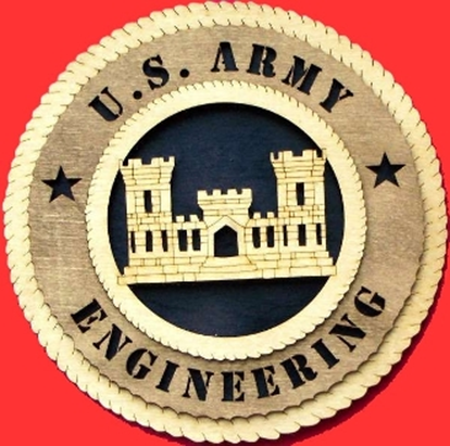 Handmade 3D Engineering Wall Tribute plaque featuring United States Engineering emblem, available in 12-inch and 9-inch sizes.