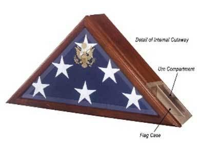 Flag Connections Urn and Flag Case featuring the Great Seal of the United States, elegantly designed in Heirloom Walnut or Cherry finish.