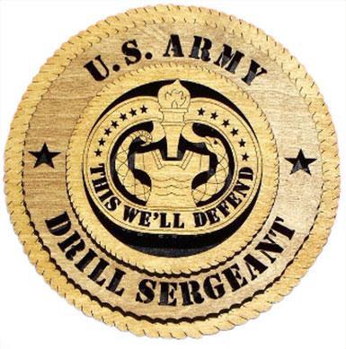 Handmade U.S. Army Drill Sergeant Wall Tribute plaque featuring a 3D design with the Army emblem.