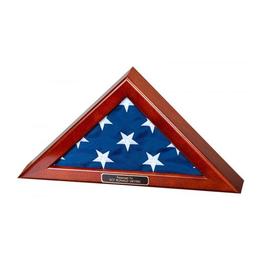 Cherry Finish Flag Display Case for 4x6 flag, showcasing elegant craftsmanship and sturdy design.