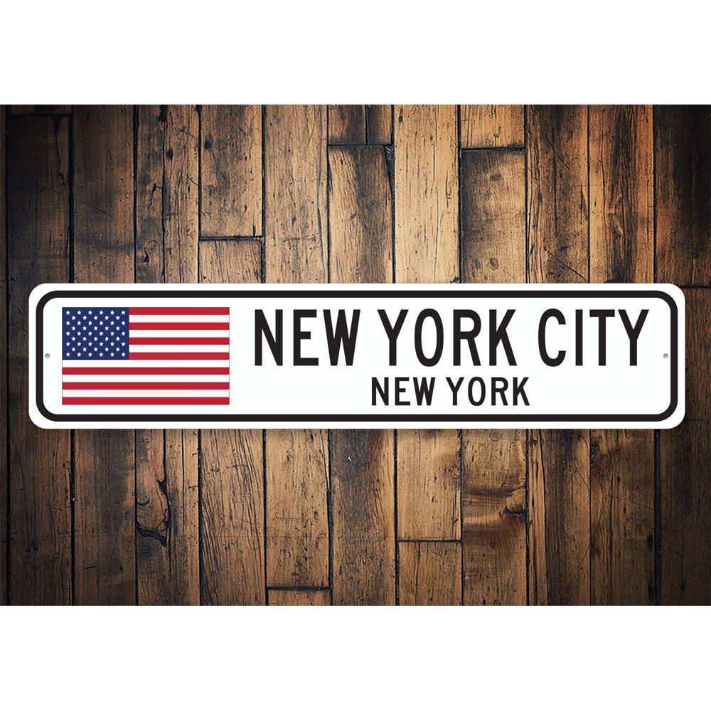 Customizable Flag Sign made of high-quality aluminum, featuring pre-drilled holes for easy mounting, perfect for home decor.