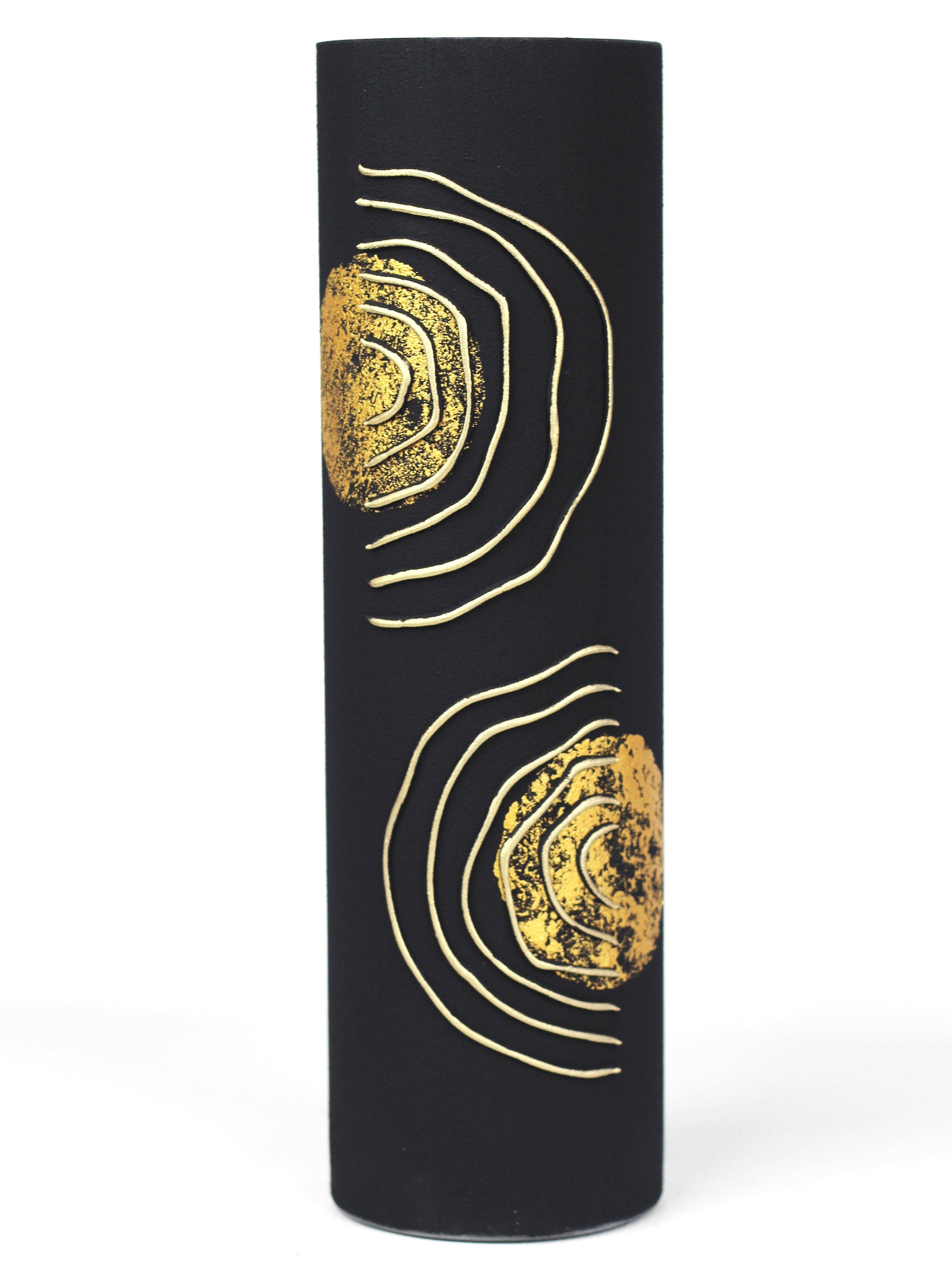 Elegant floor black art decorative glass vase, hand-painted with unique designs, showcasing high-quality craftsmanship.