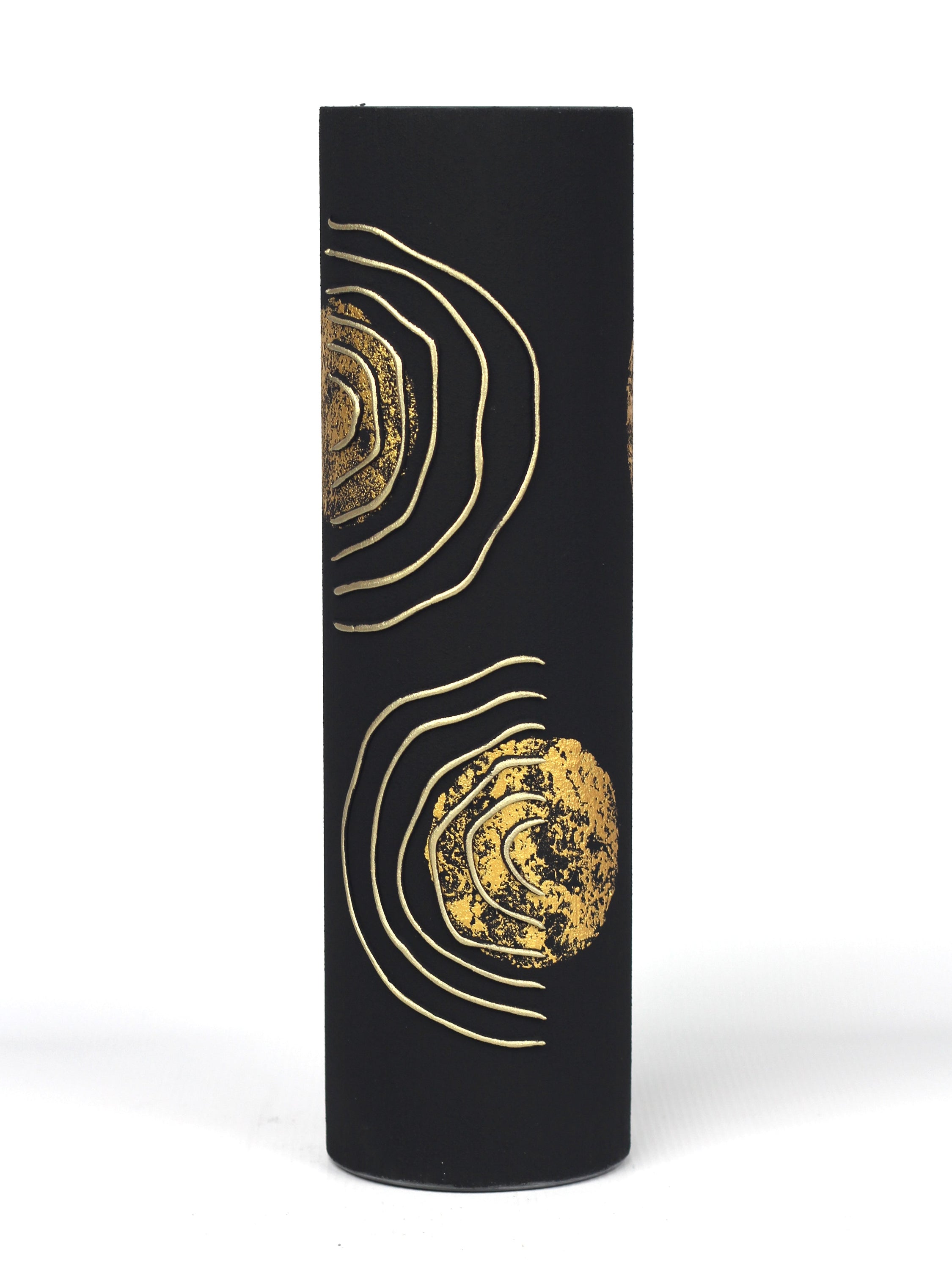 Elegant floor black art decorative glass vase, hand-painted with unique designs, showcasing high-quality craftsmanship.