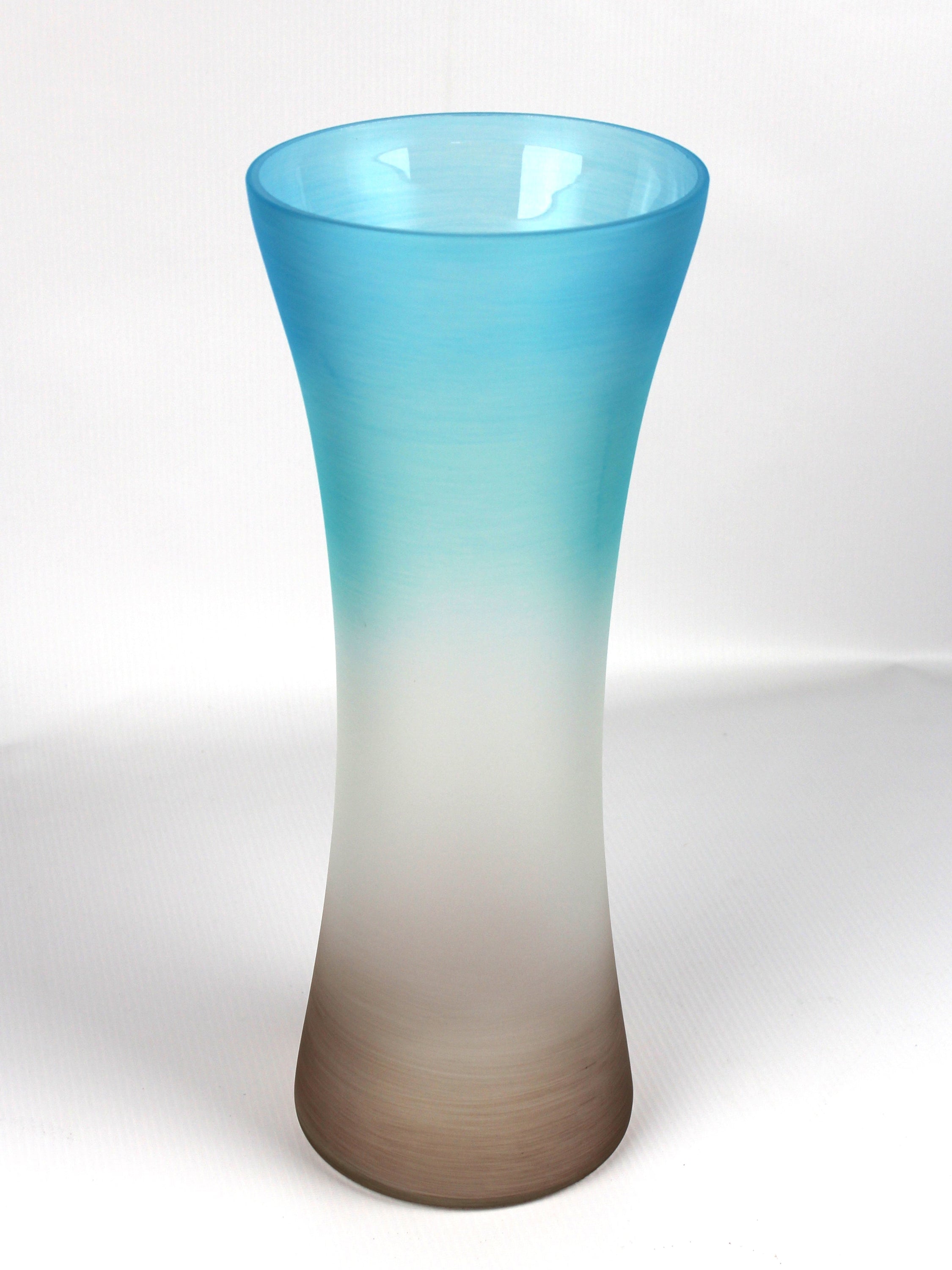 A beautifully hand-painted blue decorative glass vase with intricate designs, showcasing its unique artistry and high-quality craftsmanship.