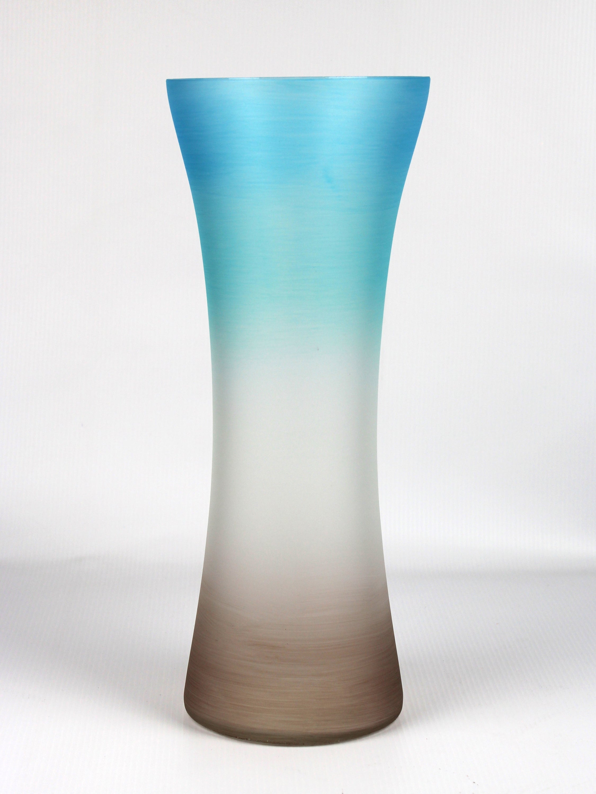 A beautifully hand-painted blue decorative glass vase with intricate designs, showcasing its unique artistry and high-quality craftsmanship.