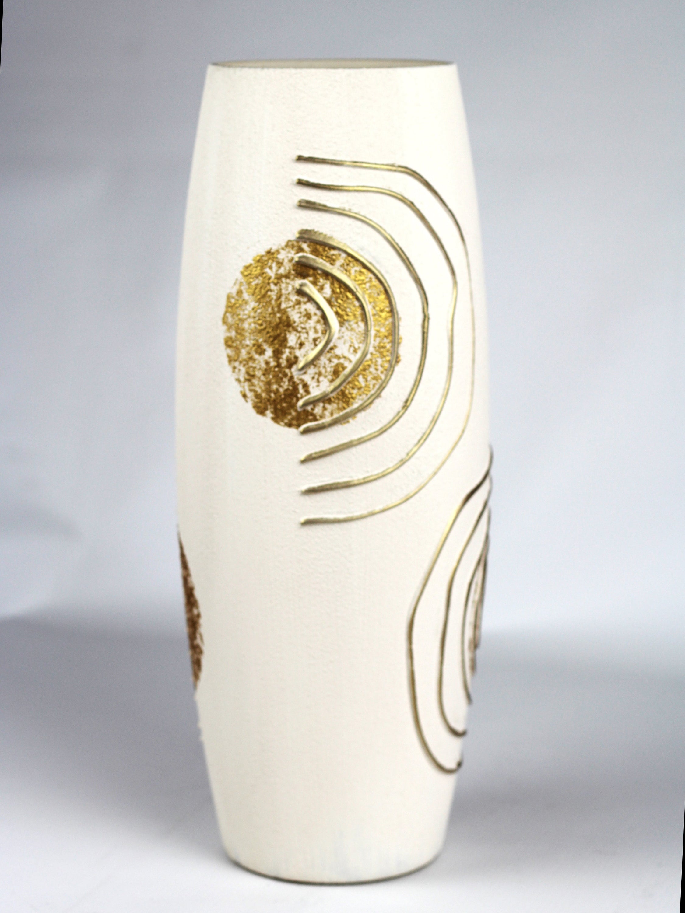 A beautifully hand-painted floor ivory decorative glass vase featuring unique designs and high-quality craftsmanship, perfect for home decor.