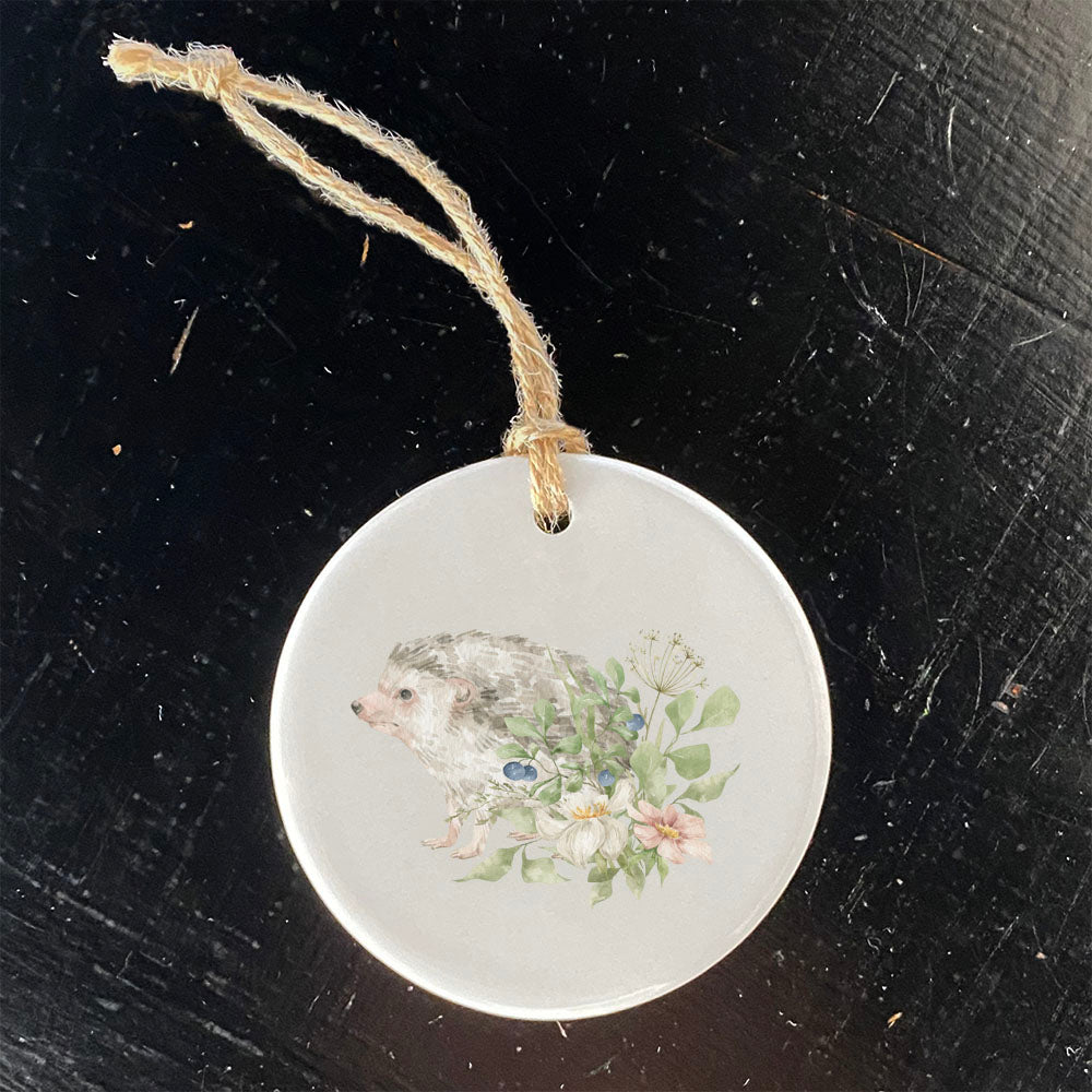 A beautifully crafted Floral Hedgehog Ornament made of high-quality porcelain, featuring a vibrant design and smooth glossy finish.