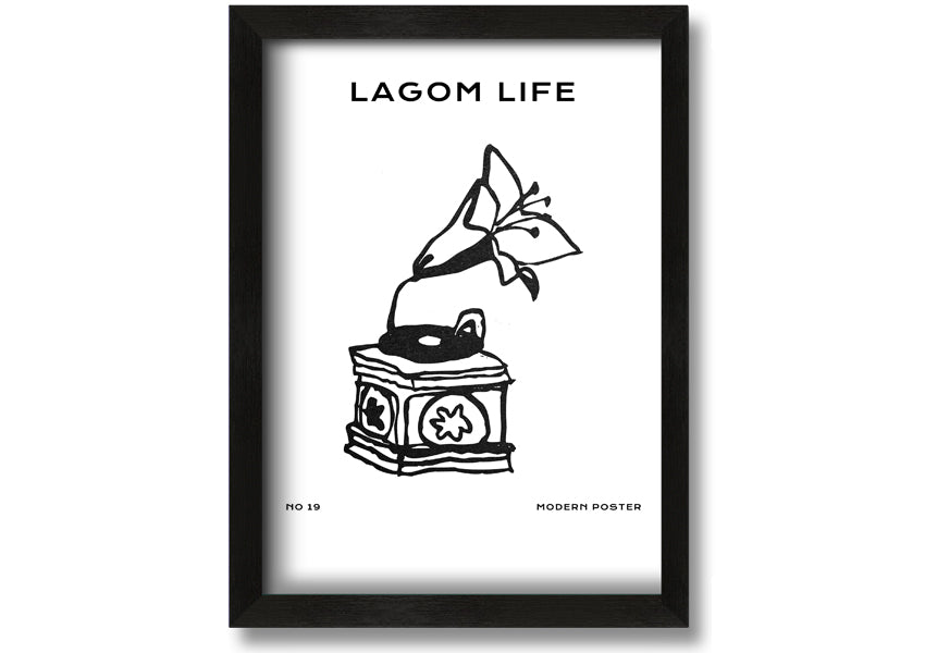 A beautifully framed Flower Head Grammaphone print, showcasing vibrant floral designs in a stylish frame.