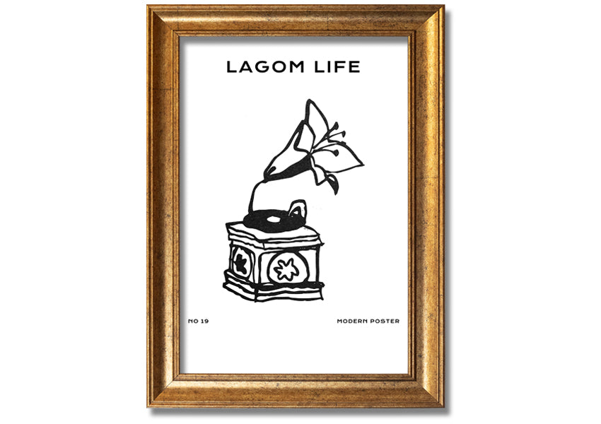 A beautifully framed Flower Head Grammaphone print, showcasing vibrant floral designs in a stylish frame.