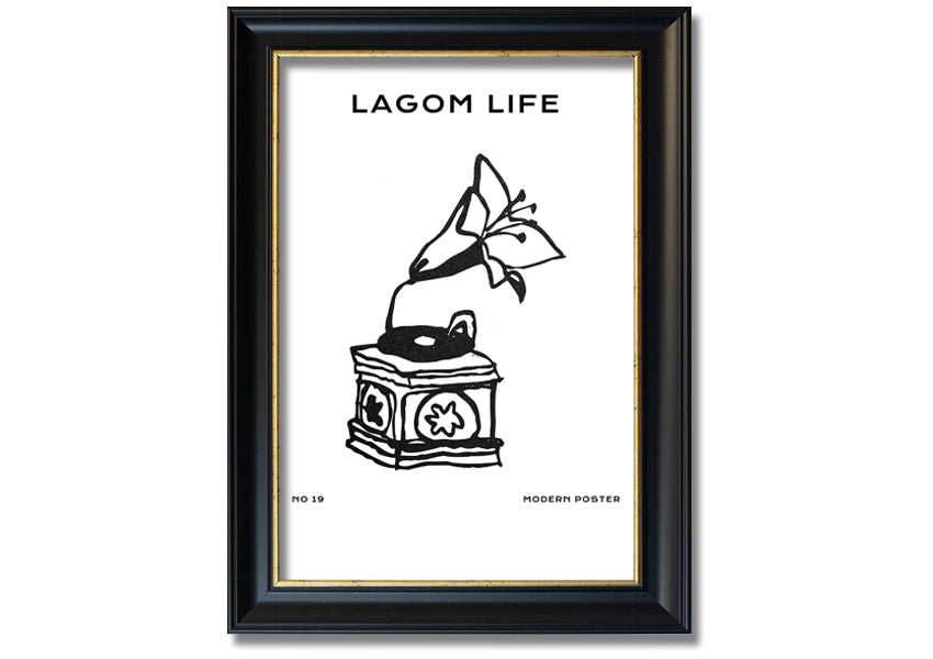 A beautifully framed Flower Head Grammaphone print, showcasing vibrant floral designs in a stylish frame.