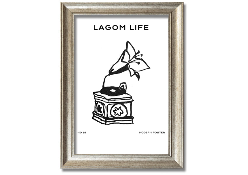 A beautifully framed Flower Head Grammaphone print, showcasing vibrant floral designs in a stylish frame.