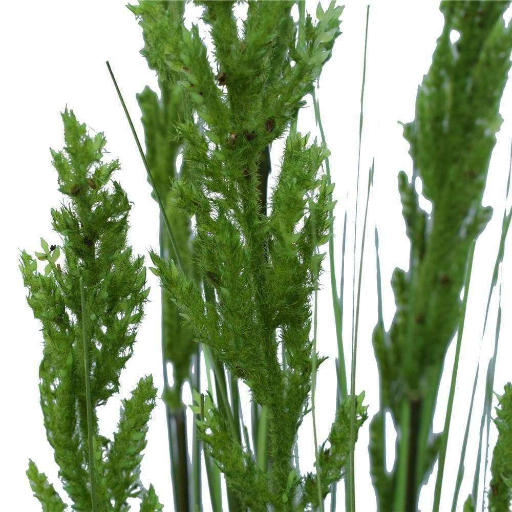 A tall 120cm artificial flowering native grass in a decorative pot, showcasing vibrant green blades and lifelike details, perfect for home decor.